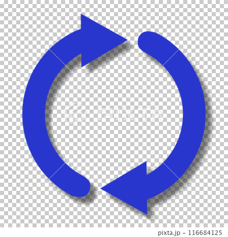 ループをイメージした矢印2本のアイコン（青） 116684125