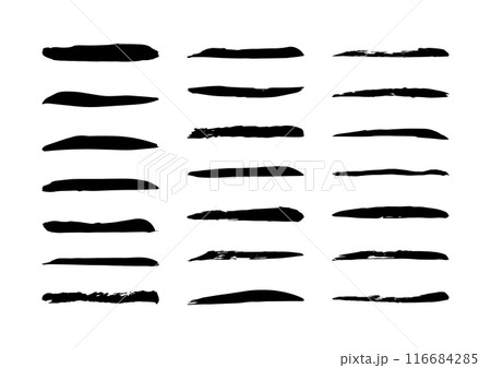 手書きの筆のライン素材 ベクター 線 黒 Set of grungy vector black 手書きの筆のライン素材 ベクター 線 黒 Set of grungy vector black 116684285