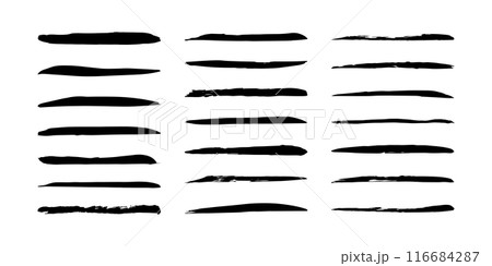 手書きの筆のライン素材 ベクター 線 黒 Set of grungy vector black 手書きの筆のライン素材 ベクター 線 黒 Set of grungy vector black 116684287