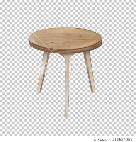Wooden coffee table watercolor on a white background. Illustration modern bedside table. Living room and bedroom. Interior detail. Perfect for interior design, furniture catalogs, and home decor. Wooden coffee table watercolor on a white background. Illustration modern bedside table. Living room and bedroom. Interior detail. Perfect for interior design, furniture catalogs, and home decor. 116684388
