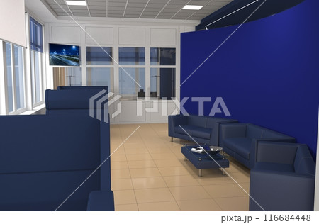interior, exhibition hall, 3D illustration 116684448