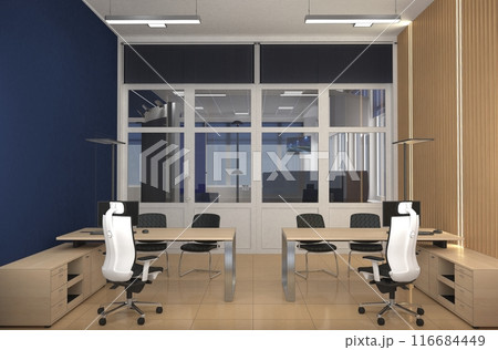 interior, exhibition hall, 3D illustration 116684449