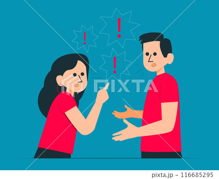 Aggressive people yell at each other. Angry people arguing concept 116685295