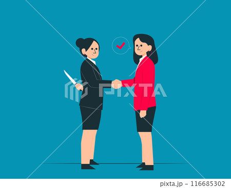 Knife in the back. Betrayal in business vector concept 116685302