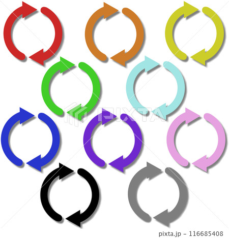 ループをイメージした矢印2本（影あり）のアイコン1（セット） 116685408