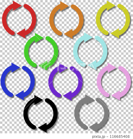 Icon 1 (set) of two arrows (with shadow) that resemble a loop Icon 1 (set) of two arrows (with shadow) that resemble a loop 116685408