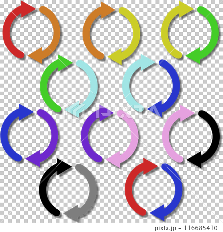 Icon 2 (set) of two arrows (with shadow) that resemble a loop Icon 2 (set) of two arrows (with shadow) that resemble a loop 116685410