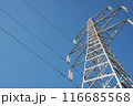 High Voltage Pole Against Blue Sky 116685568