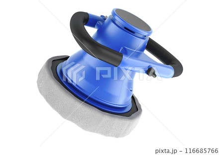 Blue portable buffer polisher for car detailing, polishing, waxing. 3D rendering 116685766
