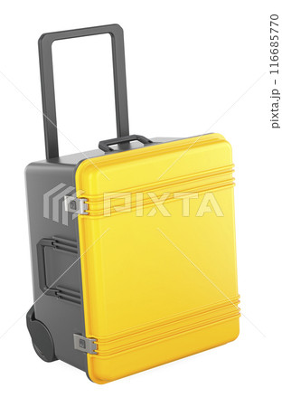 Yellow rolling tool box with wheels, 3D rendering Yellow rolling tool box with wheels, 3D rendering 116685770