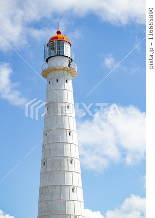 White Tahkuna lighthouse at Estonia island Hiiumaa 116685890