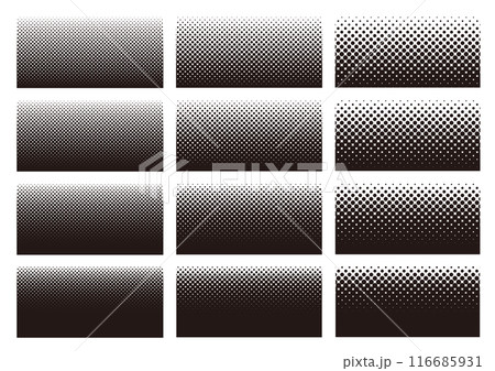 ドットグラデーションのモノクロのイラストのセット ドットグラデーションのモノクロのイラストのセット 116685931