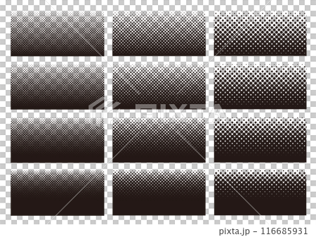 ドットグラデーションのモノクロのイラストのセット ドットグラデーションのモノクロのイラストのセット 116685931