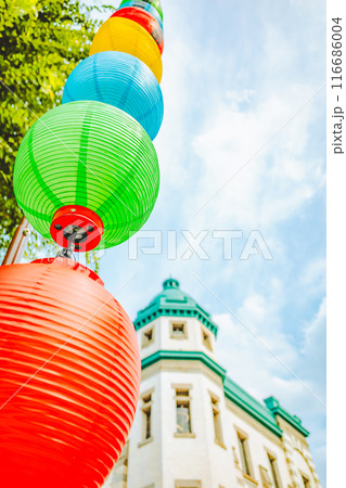 夏祭りの提灯 川越一番街 フィルム調 夏祭りの提灯 川越一番街 フィルム調 116686004