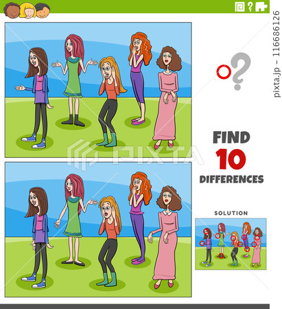 differences activity with cartoon young women group 116686126