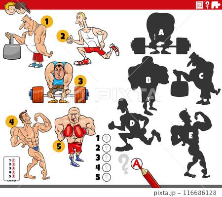 finding shadows activity with cartoon athletes characters 116686128