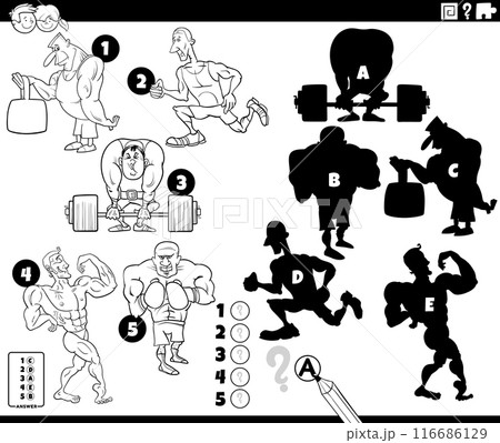 shadows activity with cartoon athletes coloring page 116686129