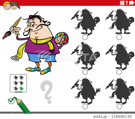 shadow activity with cartoon painter artist character 116686130