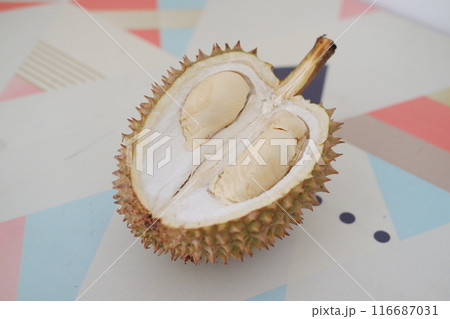 durian fruit on table durian fruit on table 116687031