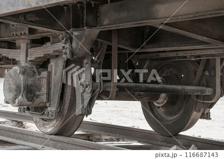 Rusty Freight Train Wheel Close-Up 116687143