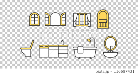 オシャレでかわいい家の設備イラストセット 116687431