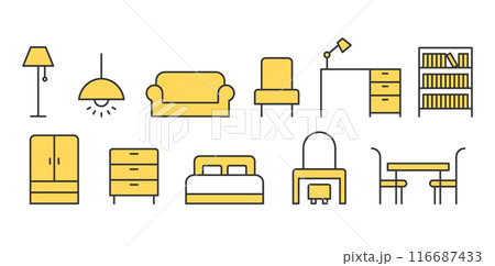 オシャレでかわいい家具のイラストセット 116687433