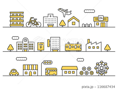 オシャレでかわいい街並みのイラストセット 116687434
