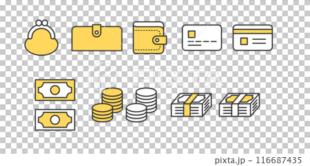 錢包、金錢和卡片的插圖集 116687435