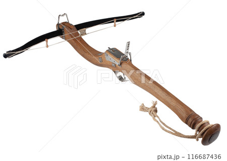 bullet shooting arbalister crossbow isolated on white bullet shooting arbalister crossbow isolated on white 116687436