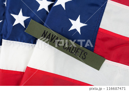 U.S. Naval Cadets Branch Tape on national USA flag 116687471