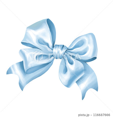 Blue bow aesthetic ribbon, isolated on white background 116687666