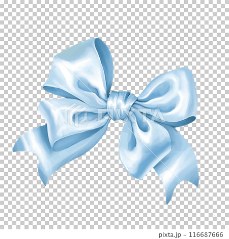 Blue bow aesthetic ribbon, isolated on white background 116687666