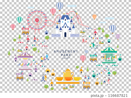 かわいい遊園地のセット 116687821