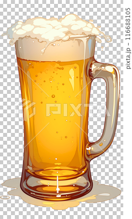 啤酒倒入杯子的背景透明插圖 116688105