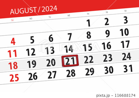 Calendar 2024, deadline, day, month, page, organizer, date, August, wednesday, number 21 116688174