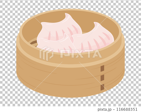 せいろに入った海老蒸し餃子のイラスト 116688351
