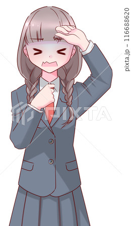 額に手を当てる制服を着た怯える女子高生 116688620