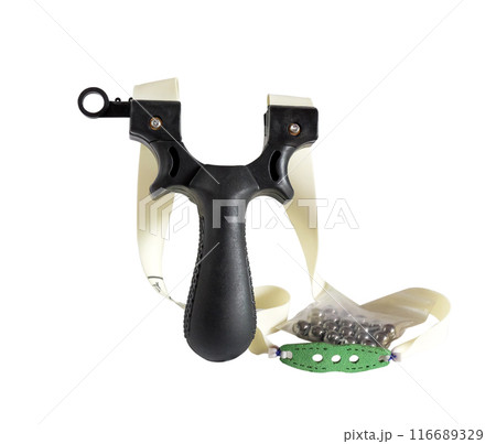 sports  game , slingshot shooting tool on white background. 116689329