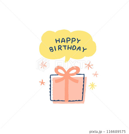 リボンのついたプレゼントの箱と吹き出しのメッセージ 116689575