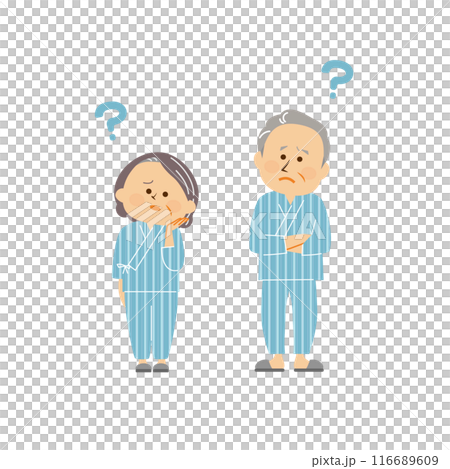 健康診断を受けるシニアカップル　かわいいイラスト 116689609
