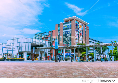 日本の横浜都市景観 7月。地下鉄　センター南駅などを望む＝20日 116689972