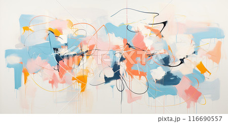 Abstract vibrant color paint brush strokes art background. Thick texture, dynamic, expressive, artistic, painterly pattern texture wallpaper backdrop 116690557