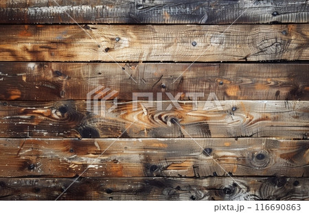 Rustic Brown Wooden Plank Background Texture 116690863