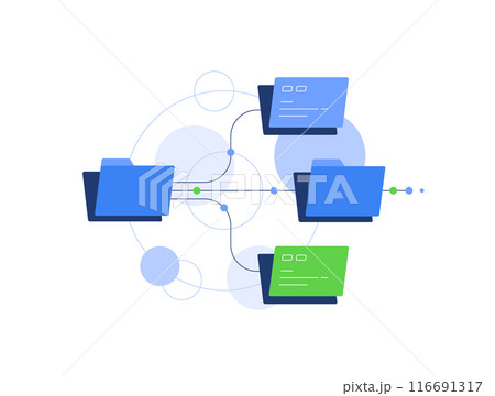 File system and hierarchy,Flowchart,Folders and files,flat design icon vector illustration 116691317
