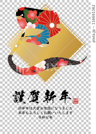 巳文字年賀状（年賀状筆文字素材） 116691362