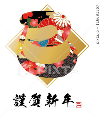 巳文字年賀状（年賀状筆文字素材） 116691367