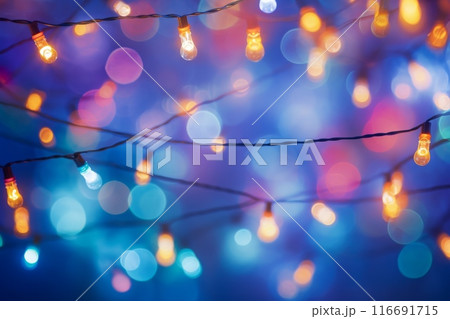 String lights with colorful bokeh background 116691715