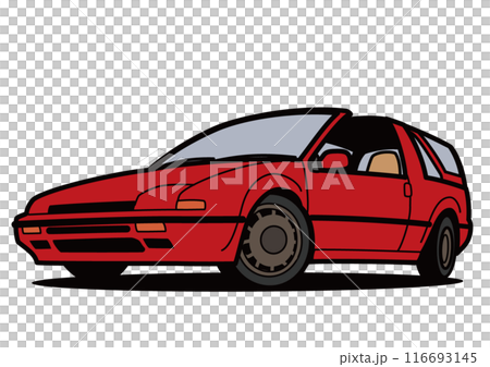 懷舊國產小型紅色轎車插畫 116693145