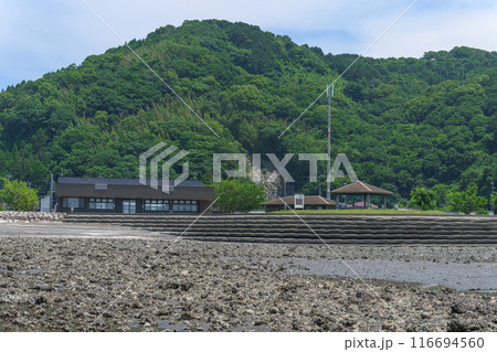 海の中へひたすらつづく道から観える風景　観光スポット　長部田海床路（ながべたかいしょうろ）宇土市住吉 116694560