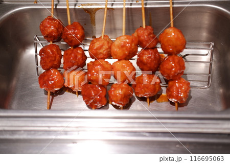 skewers of meat on the grill skewers of meat on the grill 116695063